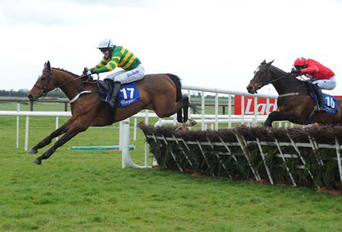Simon Gray clears the last to win at Fairyhouse under AP McCoy
