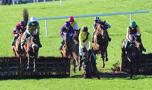 Martello Tower falls as Free Expression (left, white cap) arrives with his winning challenge