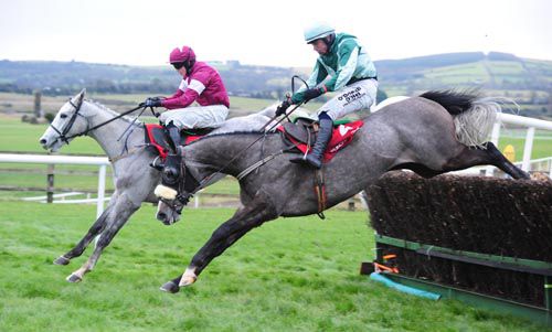 The Job Is Right (Mark Enright, nearside) comes to 'do' As De Ferbet and Bryan Cooper