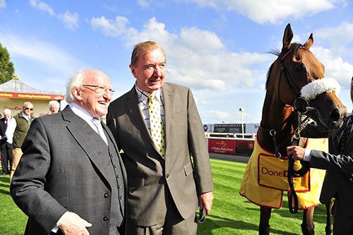 President Michael D Higgins (left) pictured with Dermot Weld at the Curragh last month