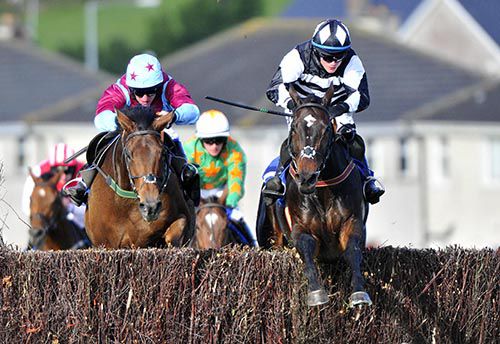 Just Get Cracking and Paul Townend (right) jumps on from Westerner Point and Phillip Enright
