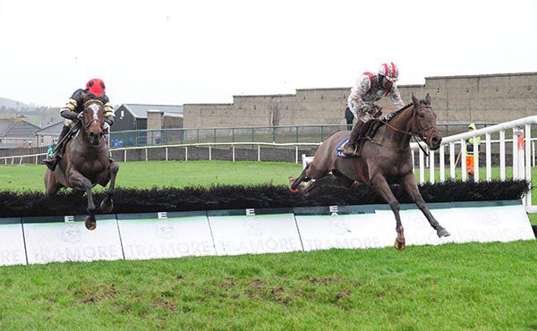 Western Sea (Mark Enright, right) gets the better of Lord Boru (Ambrose McCurtin) from the last