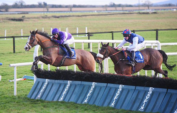 Moyode Gold (left) jumps the last ahead of runner-up Arbor Vitae