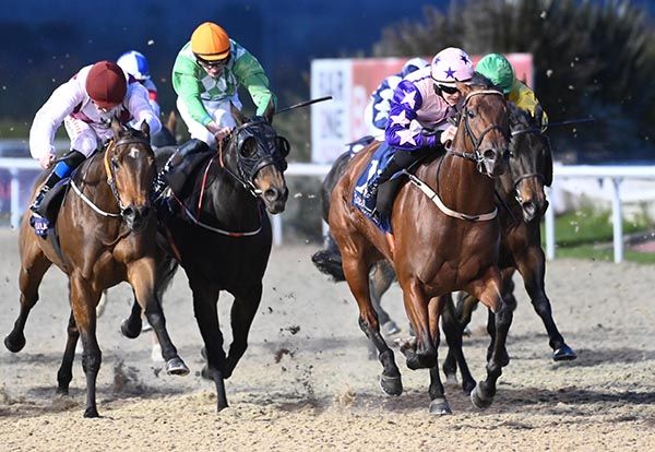 Realtin Fantasy and Sean Bowen (pink and purple) land the spoils