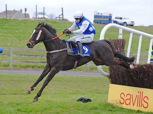 Jack Holiday flies over the last under Darragh O'Keeffe