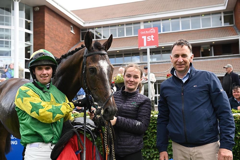 Darragh O'Keeffe, Emily Flynn and Henry de Bromhead pictured after the success of Great Bear